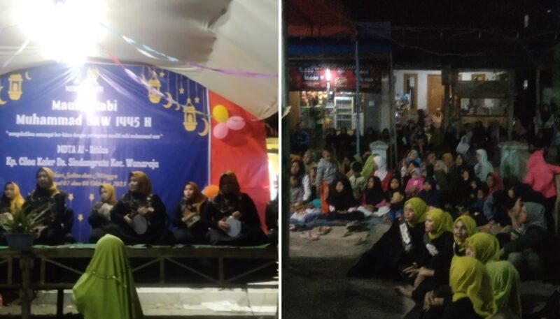 Dalam rangka memperingati Maulid Nabi Muhammad SAW 1445 H, MDTA AL-IKHLAS Kampung Ciloa Kaler mengadakan berbagai kegiatan seperti marawis dan kasidahan.(foto Ihsan)