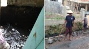 Masyarakat Kampung Ciloa Kaler, bersatu dalam semangat gotong royong, bergerak cepat untuk menghadapi ancaman banjir yang mungkin terjadi. Mereka secara sukarela bahu-membahu membersihkan selokan, langkah antisipatif yang diambil untuk melindungi lingkungan mereka.(foto: Ihsan)