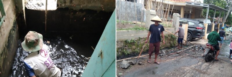 Masyarakat Kampung Ciloa Kaler, bersatu dalam semangat gotong royong, bergerak cepat untuk menghadapi ancaman banjir yang mungkin terjadi. Mereka secara sukarela bahu-membahu membersihkan selokan, langkah antisipatif yang diambil untuk melindungi lingkungan mereka.(foto: Ihsan)