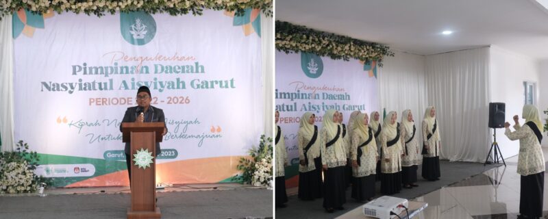 Pelaksanaan pengukuhan pengurus Pengurus Daerah Nasyiatul Aisyiyah Garut (PDNA) Periode 2022-2026 yang dilaksanakan di Gedung Dakwah Muhammadiyah, Jalan Pembangunan, Kecamatan Tarogong Kidul, Kabupaten Garut, Minggu (17/12/2023).