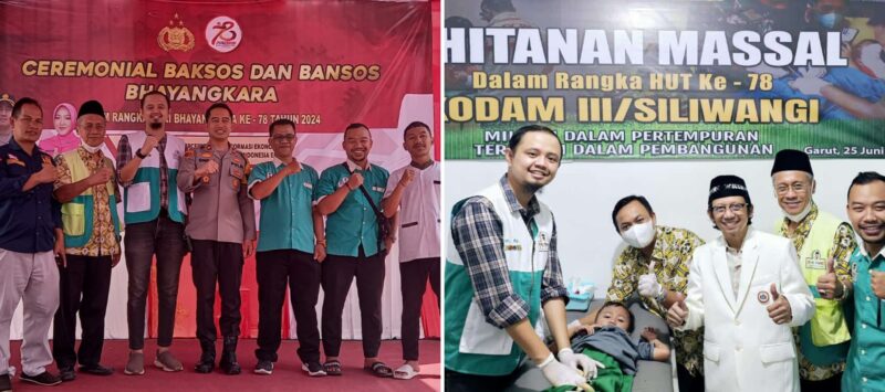Dalam rangka memperingati HUT ke-78 Kodam III/Siliwangi dan HUT ke-78 Bhayangkara, Bale Khitan Paseban Klinik dr. Trisna turut berpartisipasi dalam dua kegiatan bakti sosial penting yang diselenggarakan di Garut. Kegiatan sosial tersebut dilaksanakan di Makodim 0611/Garut dan Klinik Wira Pratama Polres Garut, Selasa,( 25/06/2024)
