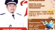 Dalam rangka menyemarakkan Hari Ulang Tahun (HUT) Kemerdekaan Republik Indonesia yang ke-79, Desa Cintamanik, Kecamatan Karang Tengah, kabupaten Garut mengadakan turnamen tenis meja bagi warga Desa Cintamanik. Turnamen ini diharapkan dapat meningkatkan semangat kebersamaan dan nasionalisme di kalangan masyarakat desa.