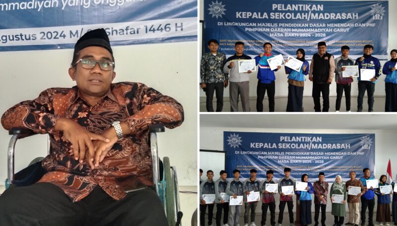 Acara pelantikan kepala sekolah yang digelar di Gedung Dakwah Muhammadiyah, Jalan Pembangunan, Kecamatan Tarogong Kidul, Kabupaten Garut, menjadi momen istimewa. Pada kesempatan tersebut, Ketua Pimpinan Daerah Muhammadiyah Garut, Dr. Agus Rahmat Nugraha, M.Ag., menyerahkan penghargaan
