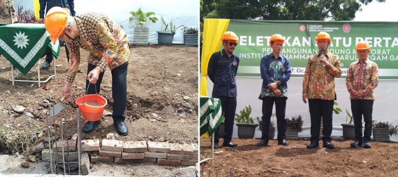 Ketua Umum Pimpinan Pusat Muhammadiyah, Prof. Dr. H. Haedar Nashir, M.Si., secara resmi meletakkan batu pertama pembangunan Gedung Rektorat Institut Muhammadiyah Darul Arqom Garut. Sabtu(04/01/2025).