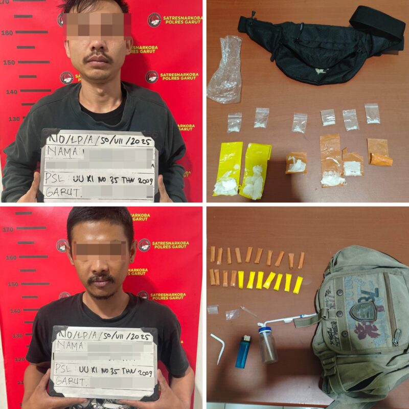 Satresnarkoba Polres Garut kembali menunjukkan komitmennya dalam memerangi peredaran gelap narkotika, Pada Selasa, 1 Juli 2025, petugas berhasil mengamankan dua orang pria terduga pengedar sabu dengan total barang bukti seberat 9,97 gram bruto.