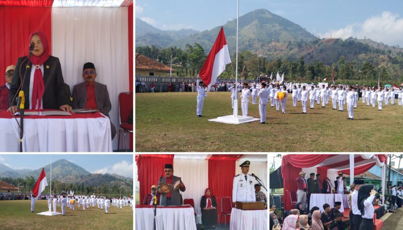 Suasana khidmat terasa di Kecamatan Karangtengah, Kabupaten Garut, saat pelaksanaan upacara peringatan Hari Ulang Tahun (HUT) ke-80 Kemerdekaan Republik Indonesia, Sabtu (17/8/2025). Salah satu yang hadir dalam kegiatan ini adalah anggota DPRD Kabupaten Garut dari Fraksi Partai Kebangkitan Bangsa (PKB), Ihat Solihat.
