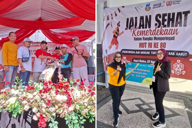 Suasana penuh keceriaan mewarnai puncak peringatan Hari Ulang Tahun (HUT) ke-80 Republik Indonesia yang digelar Perumda Air Minum Tirta Intan Garut. Ratusan karyawan bersama jajaran direksi turut berpartisipasi dalam kegiatan jalan sehat, Rabu (27/8/2025).